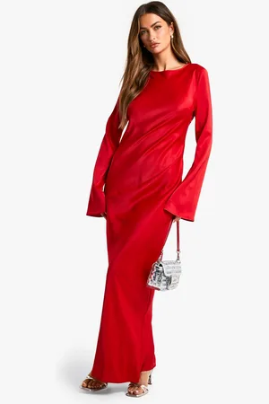 Boohoo Womens Satin Column Maxi Dress