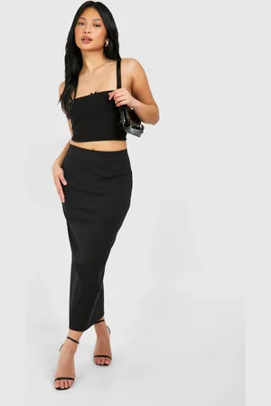 Boohoo Womens Petite Woven Stretch Midaxi Skirt
