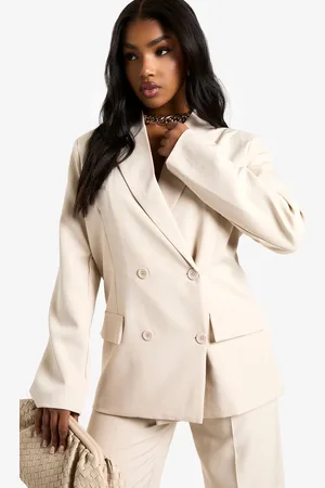 Boohoo Womens Woven Double Breasted Oversized Blazer