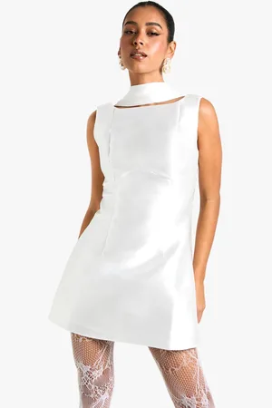 Boohoo Womens Satin A-Line Mini Dress