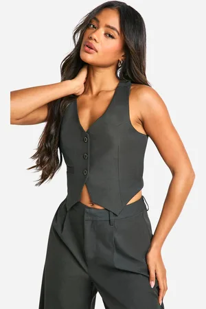 Boohoo Womens Premium Woven Cross Back Detail Waistcoat