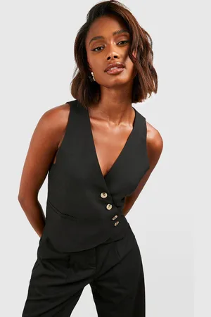 Boohoo Womens Mock Horn Asymmetric Tailored Waistcoat