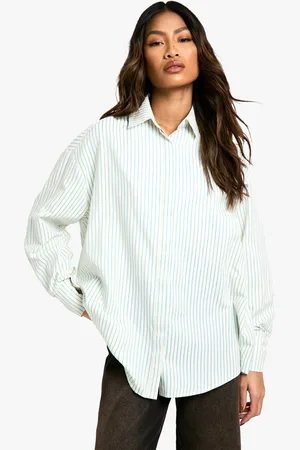 Boohoo Womens Oversized Fine Stripe Shirt