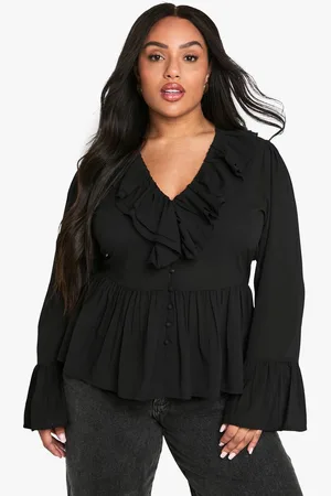 Boohoo Womens plus chiffon ruffle blouse