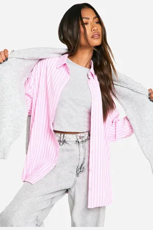 Boohoo Womens Oversized Textured Stripe Shirt