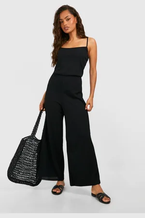 Boohoo Womens Basic Rib Strappy Culotte Jumpsuit