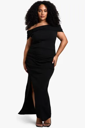 Boohoo Womens plus bow bardot rouched wrap maxi dress