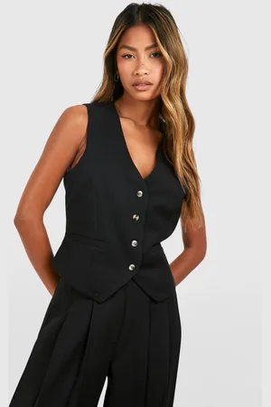 Boohoo Womens Mock Horn Fitted Waistcoat