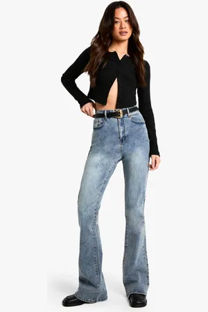 Boohoo Womens The Tall High Waist Flared Jean
