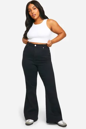 Boohoo Womens Plus Denim Flared Jeans