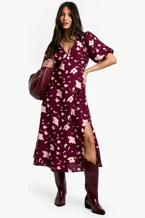 Boohoo Womens Blur Floral Print Midaxi Dress