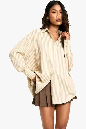 Boohoo Womens Oversized Textured Stripe Shirt