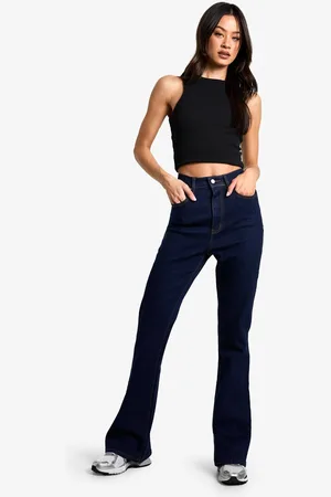 Boohoo Womens The Tall High Waist Flared Jean