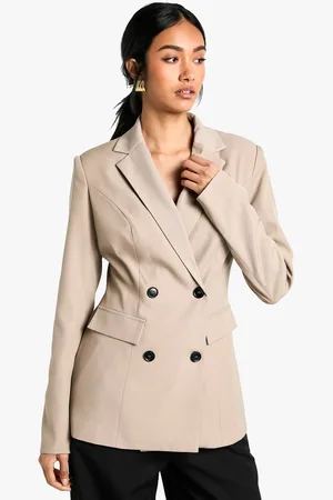 Boohoo Womens Woven Cinched Waist Blazer