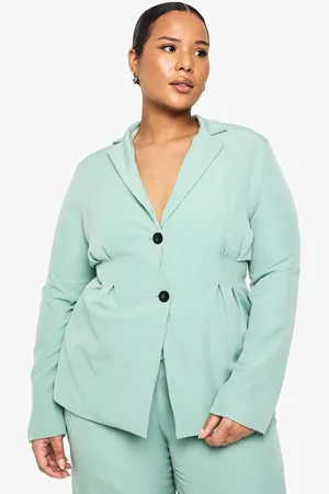 Boohoo Womens Plus Woven Cinched Waist Blazer