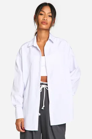 Boohoo Womens Oversized Fine Stripe Shirt
