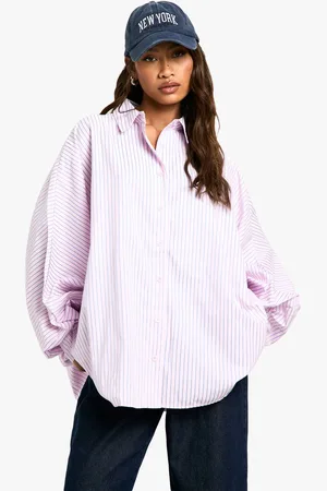 Boohoo Womens Oversized Fine Stripe Shirt