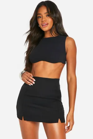 Boohoo Womens Double Split Front Woven Mini Skirt