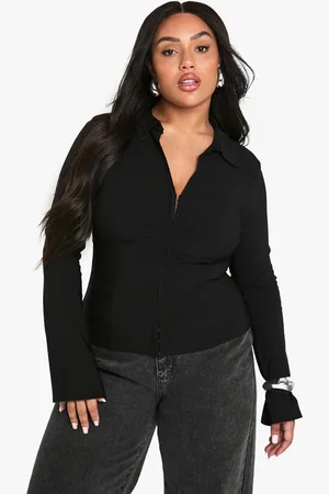 Boohoo Womens Plus Hook And Eye Fitted Shirt
