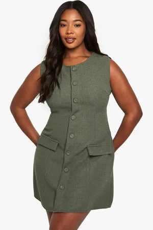 Boohoo Womens plus boucle button front tailored mini dress