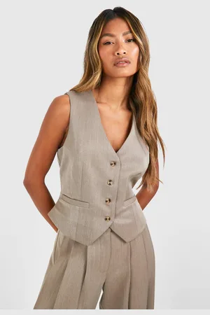 Boohoo Womens Mock Horn Fitted Waistcoat