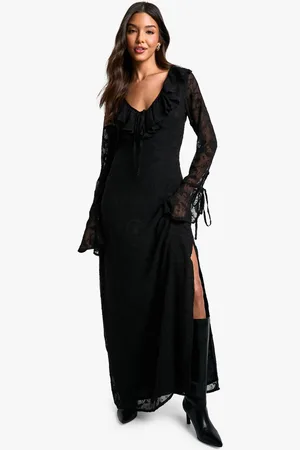 Boohoo Womens Paisley Textured Flare Sleeve Maxi Dress
