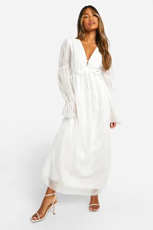 Boohoo Womens Dobby Ruffle Maxi Dress