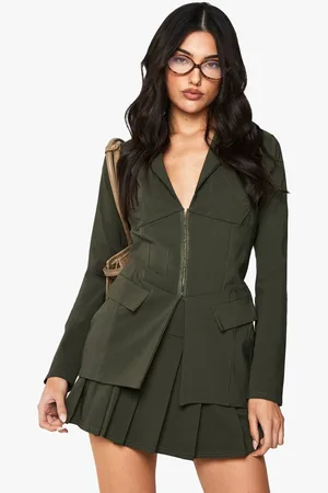 Boohoo Womens Bengaline Fitted Hook And Eye Blazer