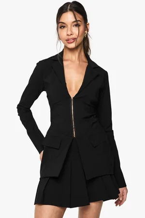 Boohoo Womens Bengaline Fitted Hook And Eye Blazer