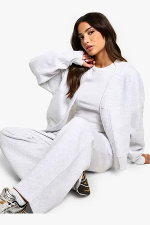 Boohoo Womens Petite Button Cardigan Straight Leg Tracksuit