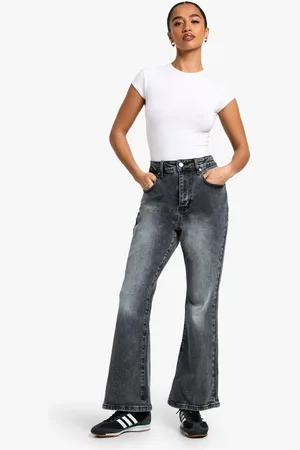 Boohoo Womens The Petite High Waist Flared Jean