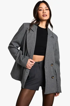 Boohoo Womens Tall Wool Look Double Breasted Blazer