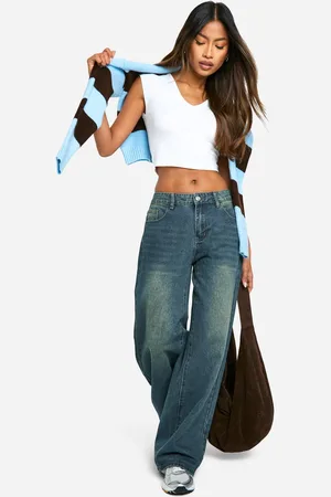 Boohoo Womens Low Rise Vintage Tint Baggy Boyfriend Jeans