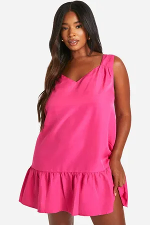 Boohoo Womens Plus Frill Hem Mini Dress