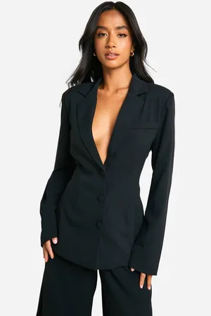 Boohoo Womens Petite Cinched Waist Tailored Jacket