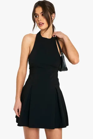 Boohoo Womens Bengaline Halter Skater Dress