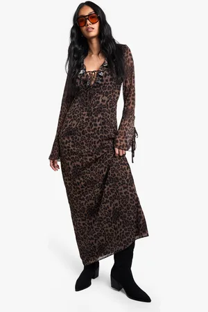 Boohoo Womens Chiffon Ruffle Shift Maxi Dress