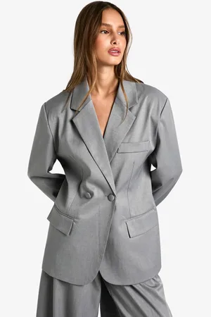 Boohoo Womens Tailored Cinched Waist Wrap Blazer