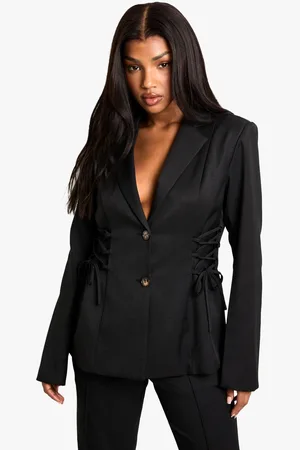 Boohoo Womens Woven Tailored Lace Up Blazer