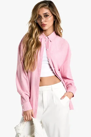 Boohoo Womens Pinstripe Oversized Shirt