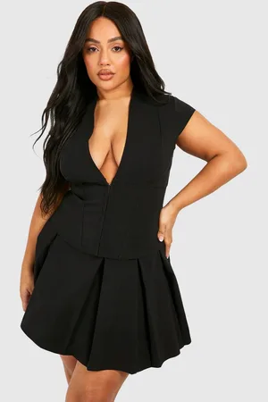 Boohoo Womens Plus Pleated Mini Skirt