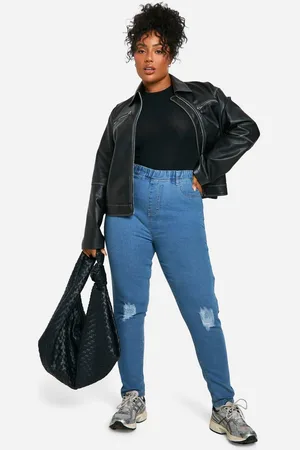 Boohoo Womens Plus Rip Knee Skinny Jegging