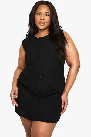 Boohoo Womens plus boucle button front tailored mini dress