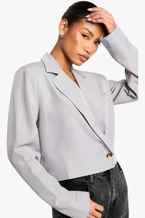 Boohoo Womens Marl Boxy Crop Blazer