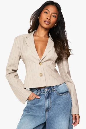 Boohoo Womens Tailored Pinstripe Cinched Blazer