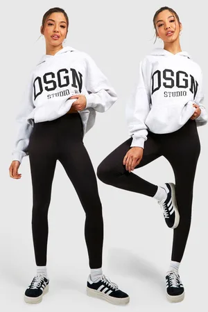 Boohoo Womens Basics 2 Pack High Waisted Core Jersey Leggings