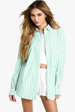 Boohoo Womens Pinstripe Oversized Shirt