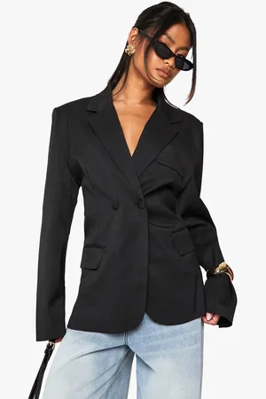 Boohoo Womens Tailored Cinched Waist Wrap Blazer