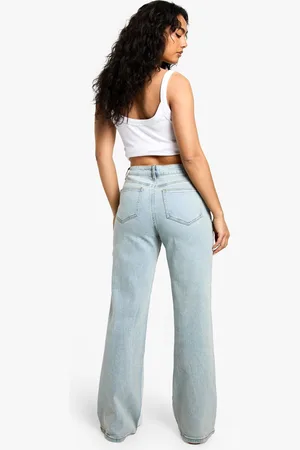 Boohoo Womens The High Waist Loose Straight Jean
