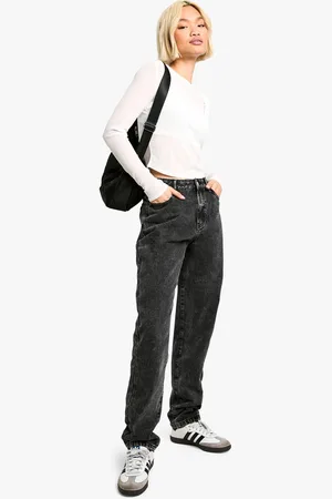 Boohoo Womens Basics High Waisted Straight Leg Jeans